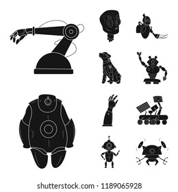 Vector illustration of robot and factory logo. Collection of robot and space vector icon for stock.