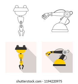 Vector illustration of robot and factory logo. Set of robot and space stock vector illustration.
