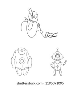 Vector illustration of robot and factory logo. Collection of robot and space stock vector illustration.