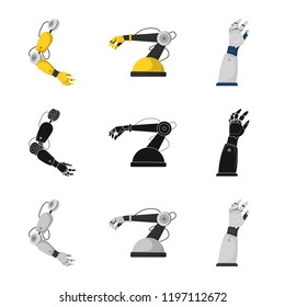 Vector illustration of robot and factory logo. Set of robot and space stock symbol for web.