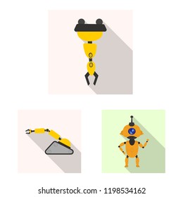Vector illustration of robot and factory logo. Collection of robot and space stock vector illustration.