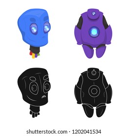 Vector illustration of robot and factory logo. Set of robot and space stock vector illustration.