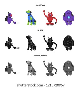 Vector illustration of robot and factory logo. Collection of robot and space vector icon for stock.