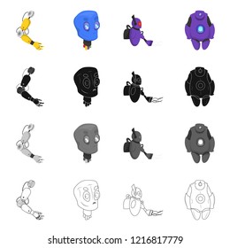 Vector illustration of robot and factory logo. Collection of robot and space stock vector illustration.