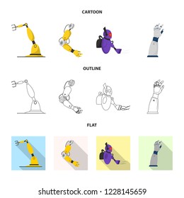 Vector illustration of robot and factory logo. Collection of robot and space stock symbol for web.