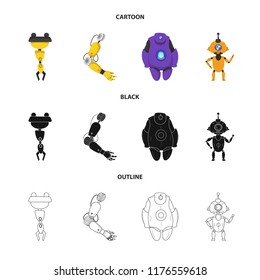 Vector illustration of robot and factory sign. Collection of robot and space stock symbol for web.
