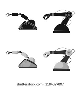 Vector illustration of robot and factory sign. Collection of robot and space stock vector illustration.
