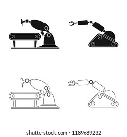 Vector illustration of robot and factory sign. Collection of robot and space vector icon for stock.