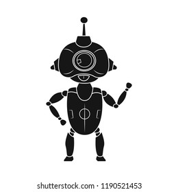 Vector illustration of robot and factory sign. Set of robot and space stock vector illustration.
