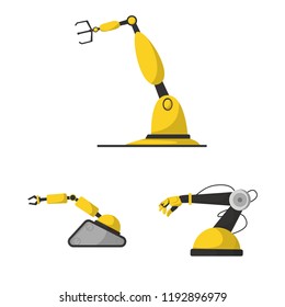 Vector illustration of robot and factory sign. Collection of robot and space stock vector illustration.