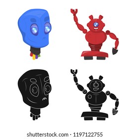 Vector illustration of robot and factory sign. Collection of robot and space vector icon for stock.