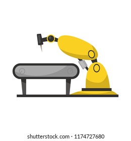 Vector illustration of robot and factory symbol. Collection of robot and space stock vector illustration.
