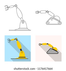 Vector illustration of robot and factory symbol. Set of robot and space stock vector illustration.
