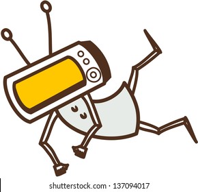 Vector Illustration Of A Robot Falling Down