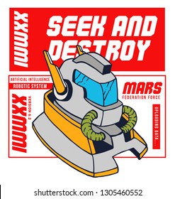 Vector illustration of robot head with science fiction looking