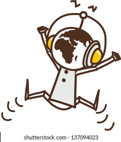 Ilustración vectorial de un robot con auriculares