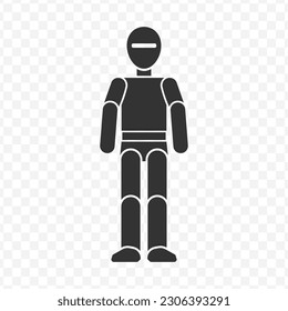 Vector illustration of robot icon in dark color and transparent background(png).