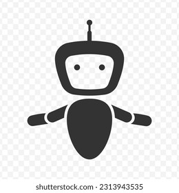 Vector illustration of robot icon in dark color and transparent background(png).