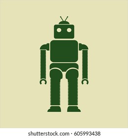 Ilustración vectorial del icono del vector del robot en color verde
