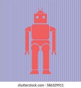 vector illustration of  Robot vector icon or symbol in peach.
