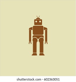 Vector Illustration of Robot icon or symbol in brown color
