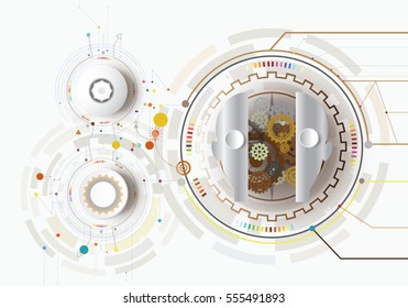 Vector illustration robot innovation and gear with icon. Hi-tech digital technology  and engineering, digital telecoms technology concept  , Abstract futurists on white background