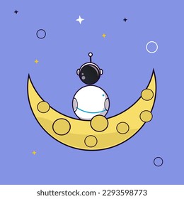 vector illustration of a robot on the moon