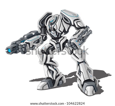 Vector illustration of robot on white background.
