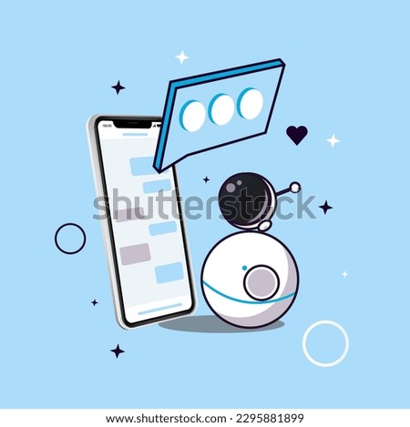 vector illustration robot reads messages from chat
