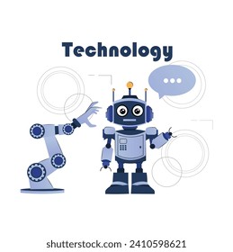 vector illustration of a robot, a robotic arm, artificial intelligence, technology.