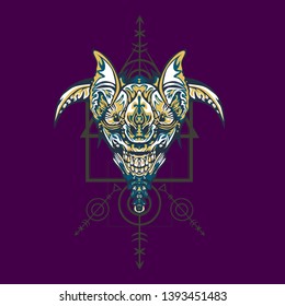 Vector illustration. robot sacred geometry. For t-shirt design, poster, sticker. Line Style. - Vector