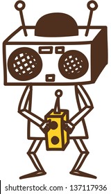 Vector illustration of a robot with speakers as head