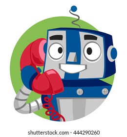Vector Illustration of Robot talking on Phone
