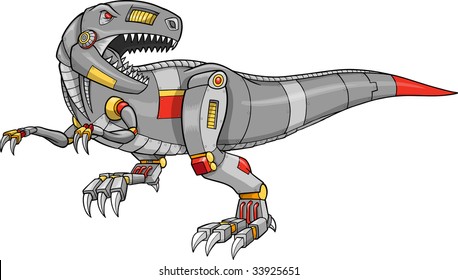 Vector Illustration of a  Robot T-Rex Dinosaur