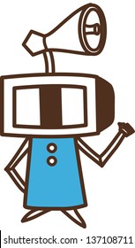 Ilustración vectorial de un robot con tv como cabeza