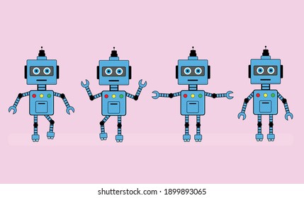Vector illustration. Robot. Various poses.