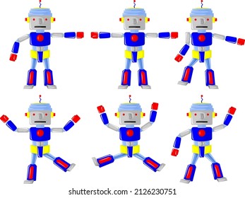vector illustration of a robot with various poses