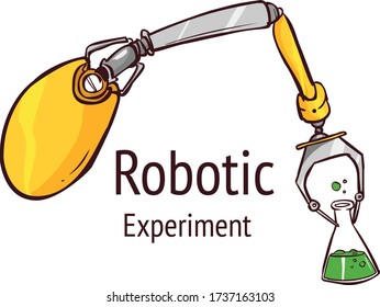 Vector illustration of Robotic arm holding test tube.