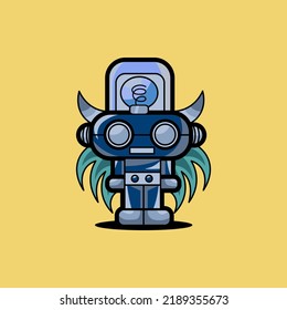 Vector illustration of a robotic cartoon character with a unique style perfect for stickers, icons, logos and advertisements