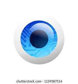 Vector illustration of robotic eye. Artificial intelligence