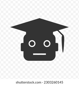 Vector illustration of robotic graduation icon in dark color and transparent background(png).