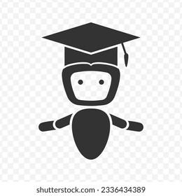 Vector illustration of robotic graduation icon in dark color and transparent background(PNG).