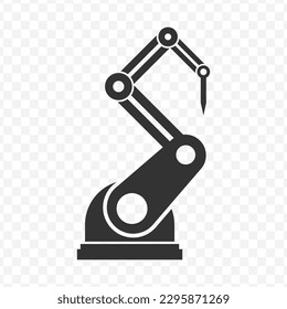 Vector illustration of robotic machine icon in dark color and transparent background(png).