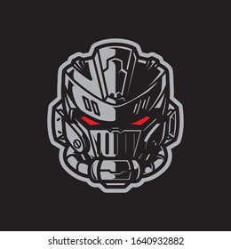 Vector Illustration, Robotic Mecha Soldier Head with geometrical background
