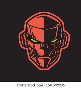 Vector Illustration, Robotic Mecha Soldier Head with geometrical background