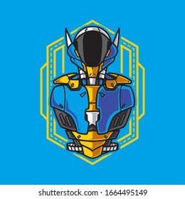 Vector Illustration, Robotic Mecha Soldier Half Body armor