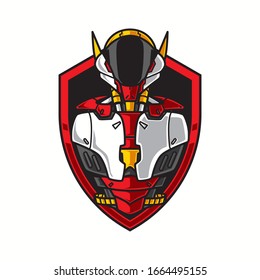 Ilustración vectorial, blindaje de medio cuerpo de soldado Mecha robótica
