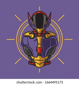 Ilustración vectorial, blindaje de medio cuerpo de soldado Mecha robótica