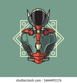 Ilustración vectorial, blindaje de medio cuerpo de soldado Mecha robótica