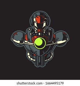 Vector Illustration, Robotic Mecha Soldier Half Body armor